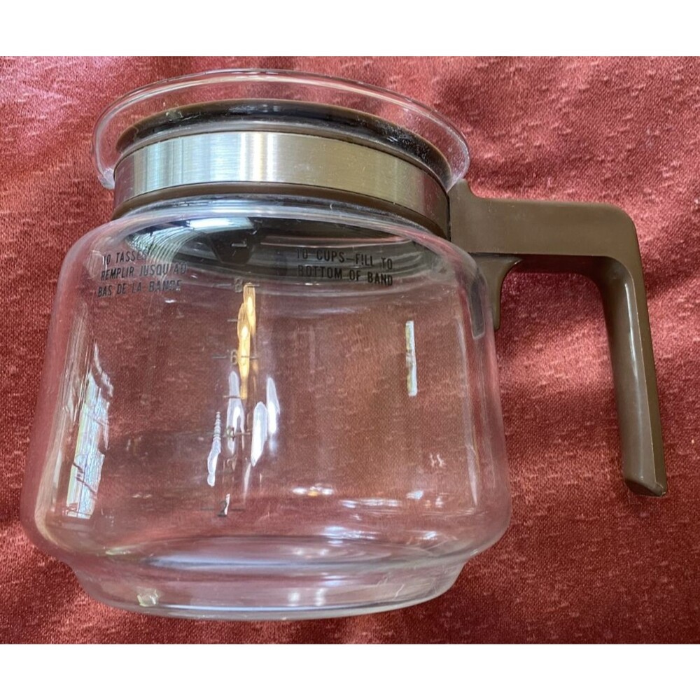 Vintage Unbranded Replacement 10-Cup Coffee Pot Carafe with Brown Handle and Lid